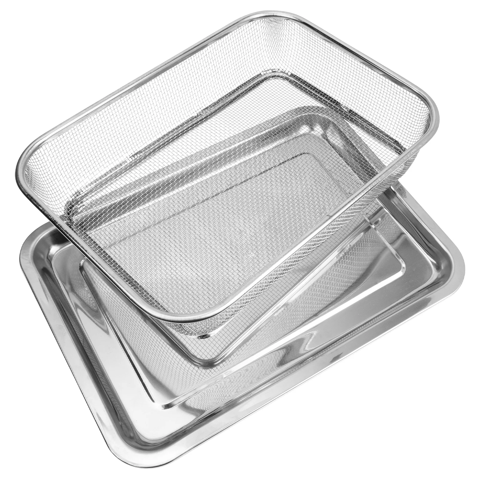 

Basket Oven Air Tray Crisperfry Fryer Non Stick Rack Sheet Crisping Mesh Wire Pan Grill Baking Steel Frying Stainless Metal Set