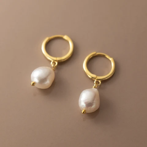 Серьги-кольца Modian из серебра 925 с жемчугом