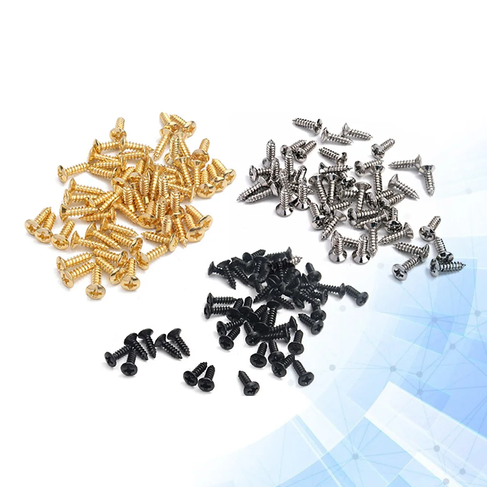 

150pcs Electric Guitar Accessories Screws Guitar Guard Plate Fixation Screws for ST Electric Guitar (Black/Silver/Golden