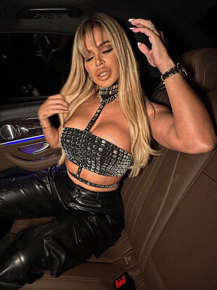 Cutenew женский сексуальный блестящий короткий топ с открытыми плечами