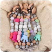 bpa free crown shape silicone beads baby pacifier clip chain wooden clips dummy nipple holder leash newborn nursing items
