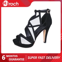 hiroch european hollow thin high heels women shoes flock buckle strap color matching sandals platform shoes red bottom