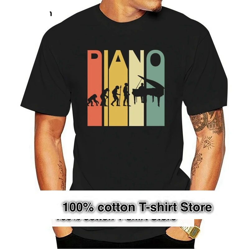 Vintage Retro Evolution of Piano Special T-Shirt Top Quality T Shirts Men O Neck Top Tee New Arrival Men'S Short Gray Style