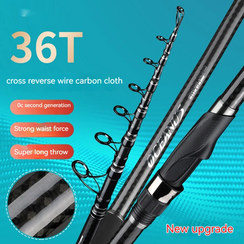 

4.5m Telescopic Fishing Rod Spinning Fishing Pole High Carbon Fiber Black Lure Weight 30-180g Line Weight 15-50LB Fishing Tackle