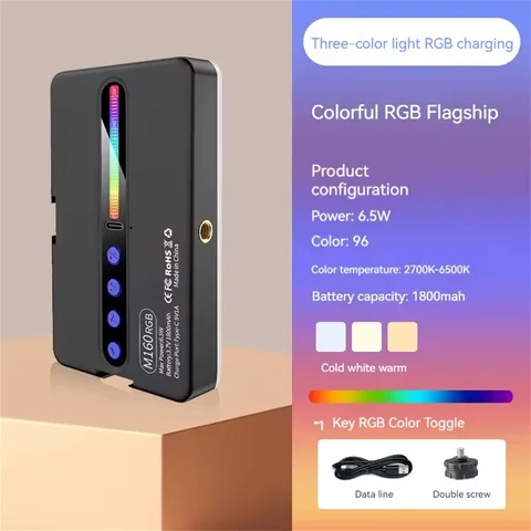 BSLIUFANG 2025 RGB светодиодная камера для телефона, видеозаполняющая лампа, полноцветная перезаряжаемая лампа с регулируемой яркостью для живого видеоблога, фотостудии
