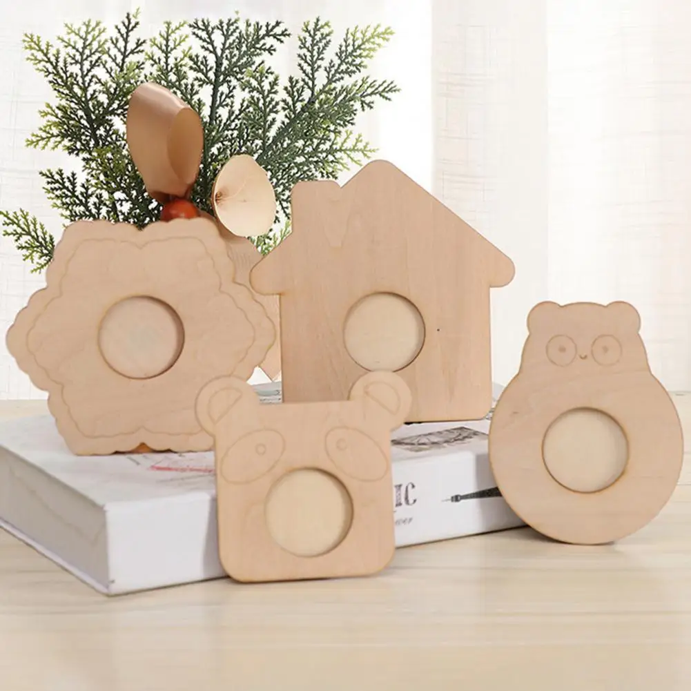 

10Pcs Cartoon Picture Frames Carved Wooden Compact DIY Photo Frames Home Decor