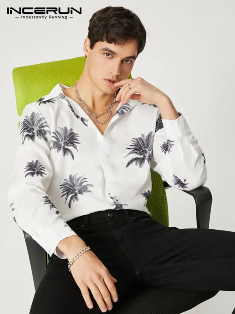 

Men Hawaiian Shirt Printing Lapel Long Sleeve Streetwear Button Men Clothing Vacation 2022 Fashion Casual Camisas INCERUN S-5XL