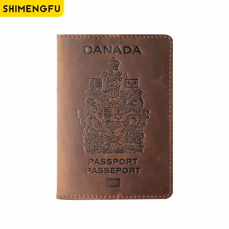 Genuine Leather Passport Holder Cover Case For Canadians Credit Card Holder Passport Case Wallet Unisex Travel Accessories