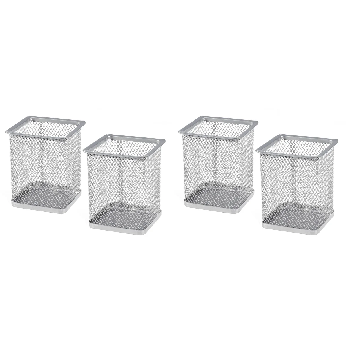 

Organizer Deskpen Holder Mesh Container Brush Wood Office Makeup Cup Pot