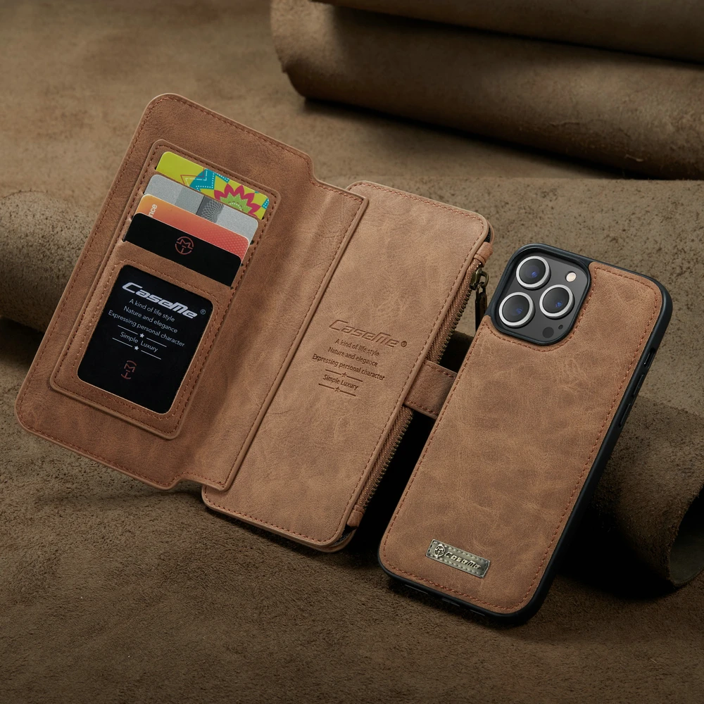 Caseme Magnetic Leather Phone Case for iPhone 13 12 11 Pro MAX Detachable Wallet 14 Card Slots 7 8 Plus Xs Max | Мобильные телефоны