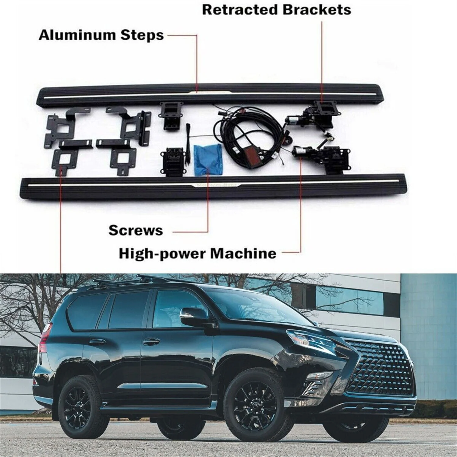 Складной электрический поднос для Lexus GX460 2010-2023 Nerf Bar Side Step