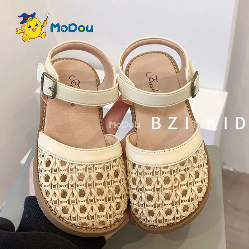 

Mo Dou 2022 Summer New Style Sandals Ultrafiber Korean Version Hook & Loop Breathable Soft Non Slip Rubber Bottom Beef Tendon