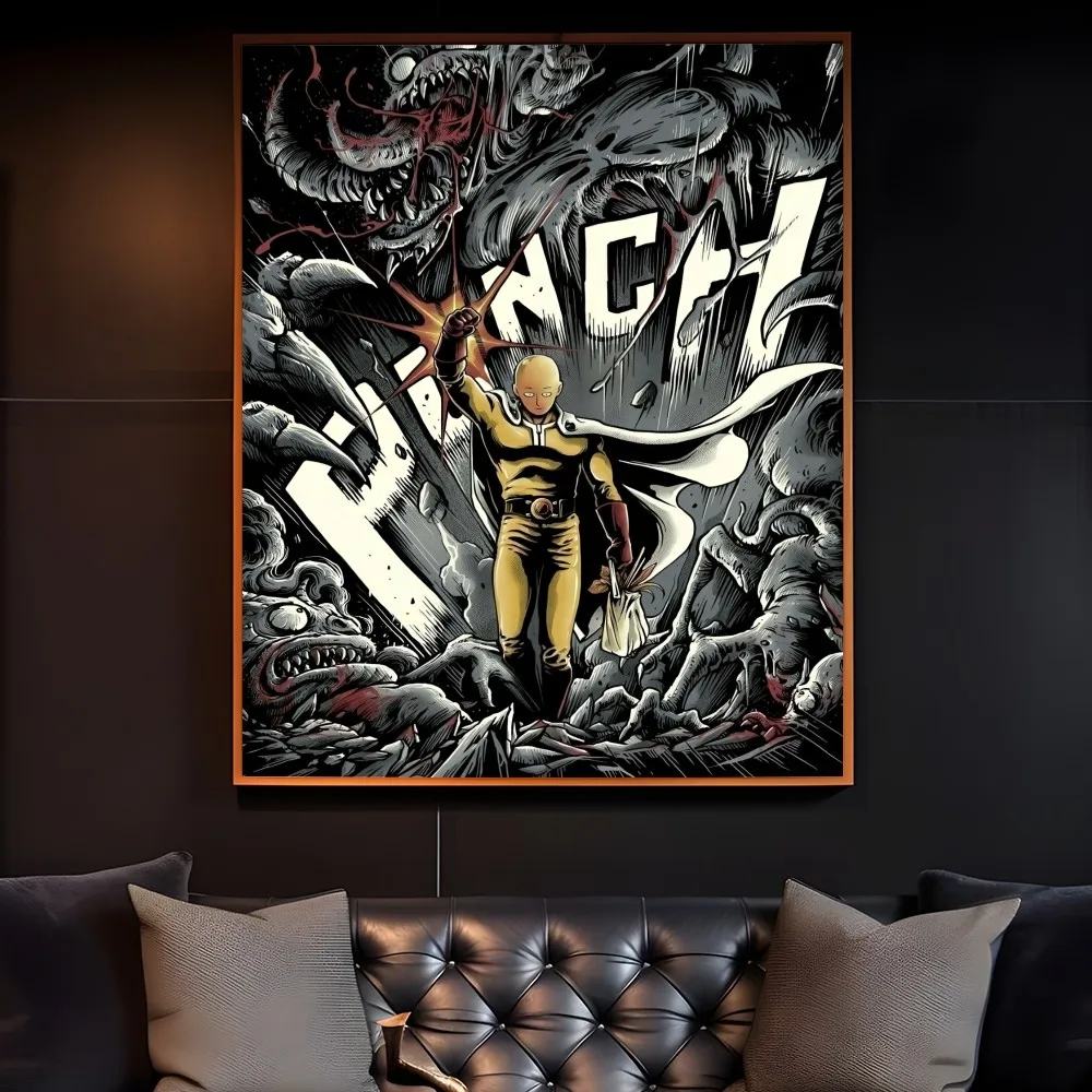 O-ONE Japanese Anime MANs P-PUNCH Poster Sticky Wall Art Printing Waterproof Home Living Bed Room Bar Hallway Aesthetic Decor