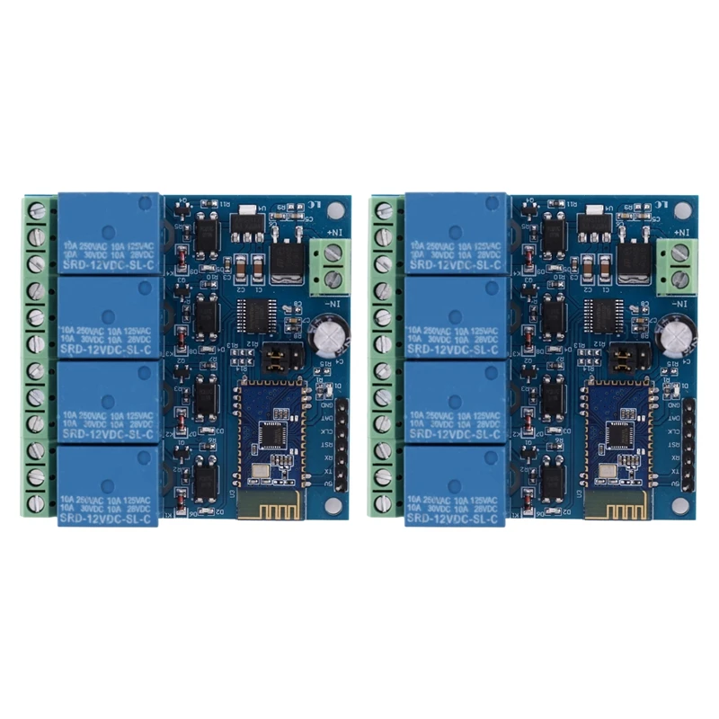 

2X 12V 4CH Remote Control Switch Bluetooth Relay Module For Android Mobile Motor LED Light DIY Electronic Kit