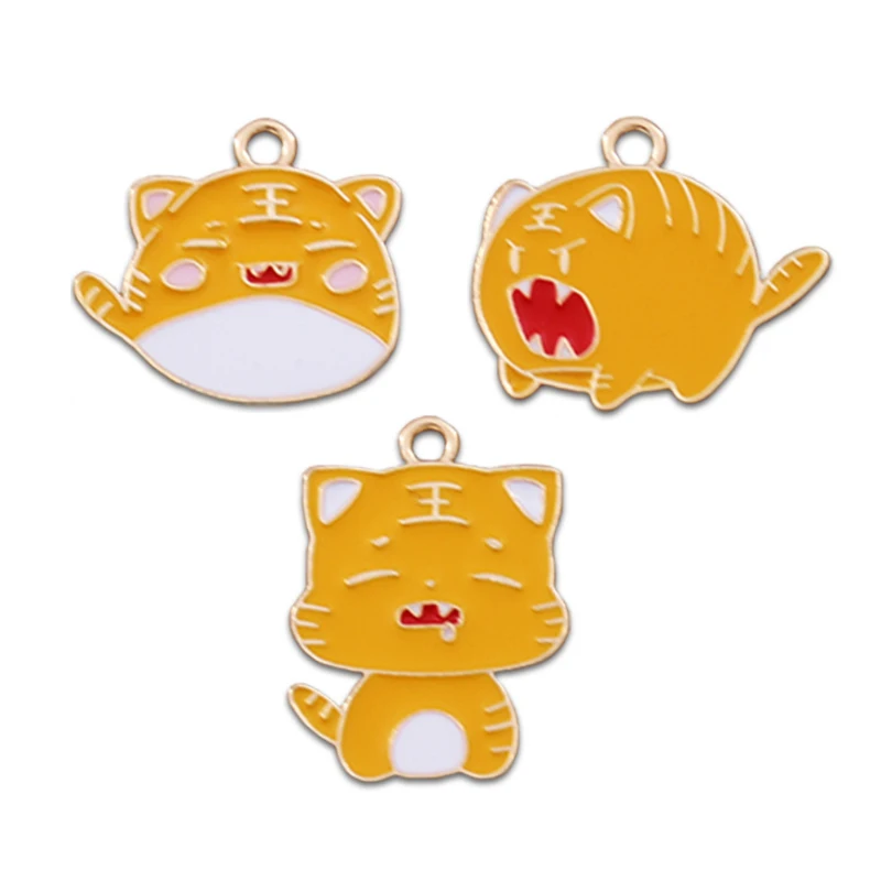

10 PCS Enamel Tiger Animal Charms DIY Oil Dripping Alloy Jewelry Bracelet Necklace Earrings Key Chain Pendant Accessories