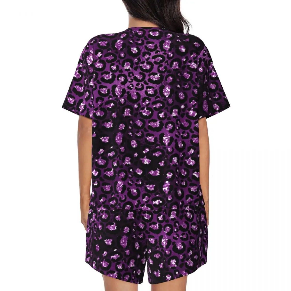 Пижама блестящая леопардовая в виде пятен с коротким рукавом