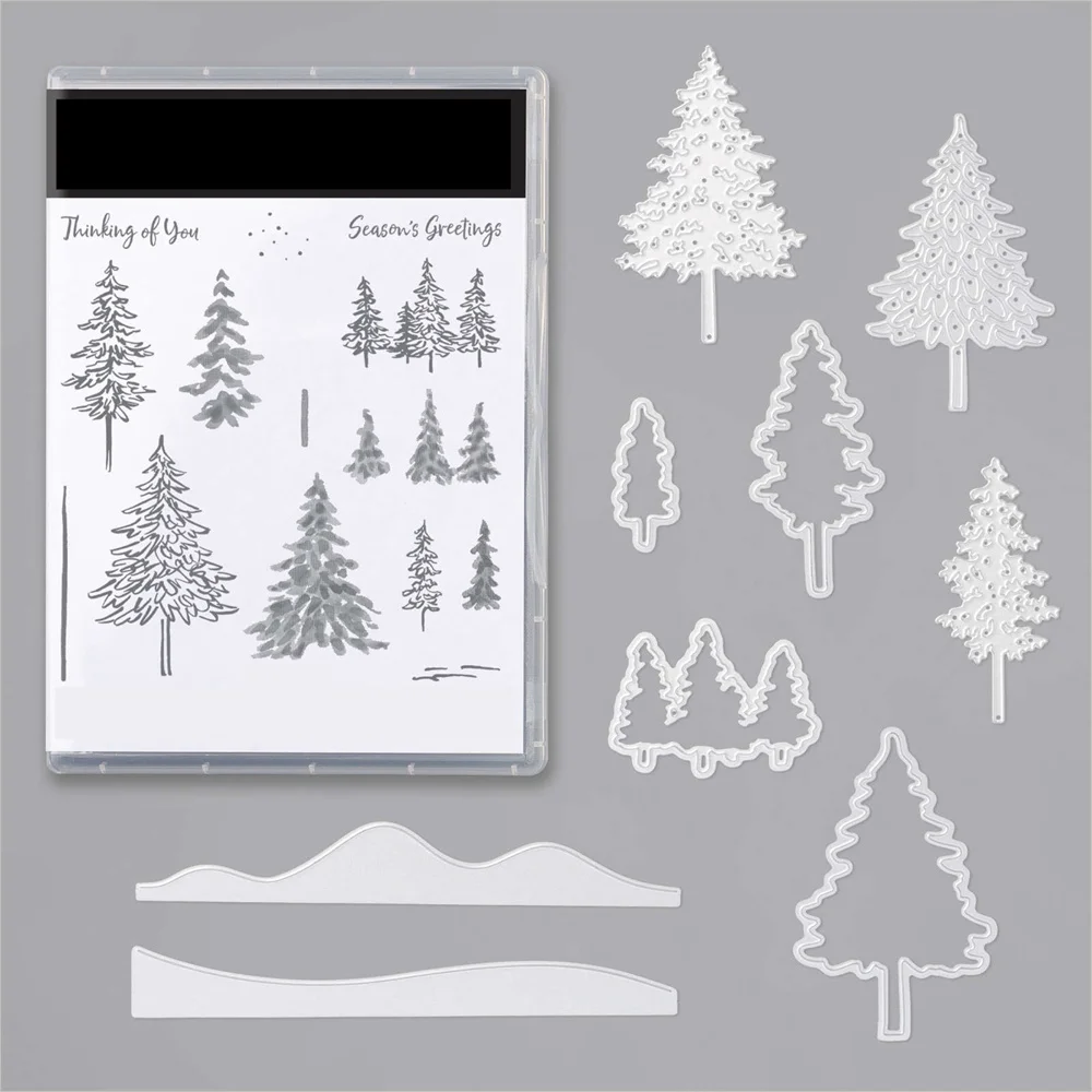 

Metal Cutting Dies And Transparent Stamps For Diy Dies Scrapbooking Paper Cards Handmade Embossing Craft Dies Pine Hollow Out