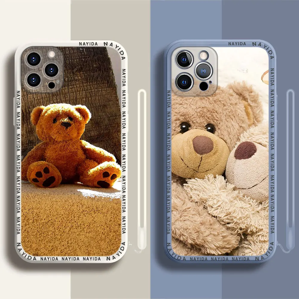 

Phone Case For iPhone 14 13 11 12 Mini Pro Max XS XR X Soft Silicone TPU Cover cute teddy bear
