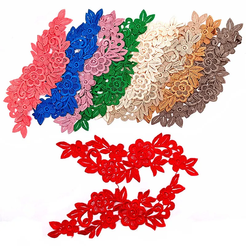 

Embroidery Lace Applique Hollowed Out Trim Sewing On Patch Flower Patch Stickers Clothes Badge Sewing Fabric Applique Supplies