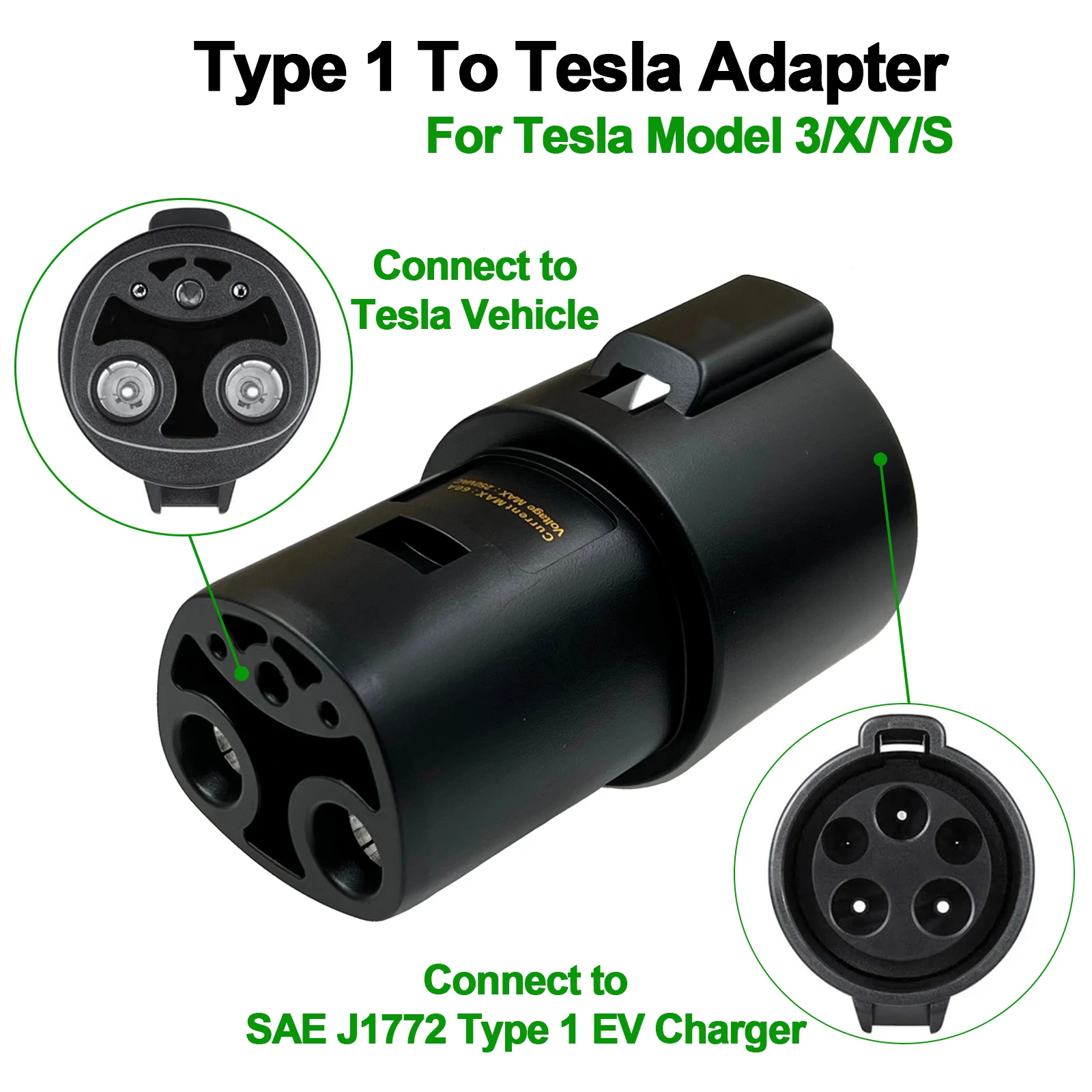 

Адаптер EVSE SAE J1772 тип 1 к разъему Tesla, модель S/X/3/Y EV, розетка зарядного устройства, аксессуары для зарядного устройства