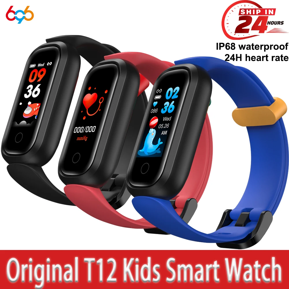 

Original T12 kids Smart Bracelet Blood Pressure Oxygen Heart Rate Monitor Alarm Clock IP68 Waterproof Health Sport Smart Watch