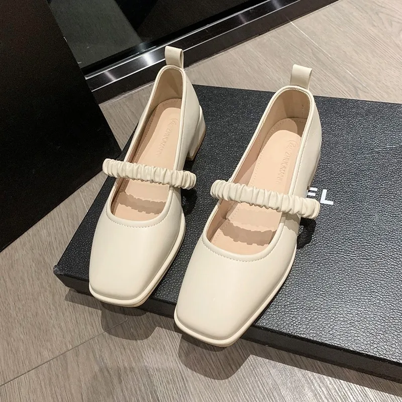 

Женские Туфли Мэри Джейн, модные дизайнерские туфли в Корейском стиле, новинка 2023, женские туфли на толстой подошве с закрытым носком и квадратным носком