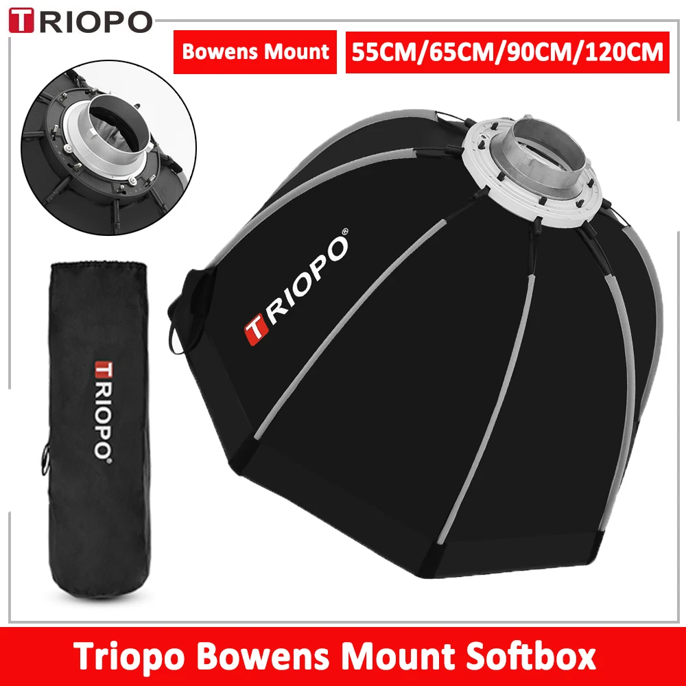 

Triopo soft box 55cm 65cm 90cm 120cm Bowens Mount Foldable Octagon Softbox for Sokani X100 RGB Godox Aputure LED Video Light