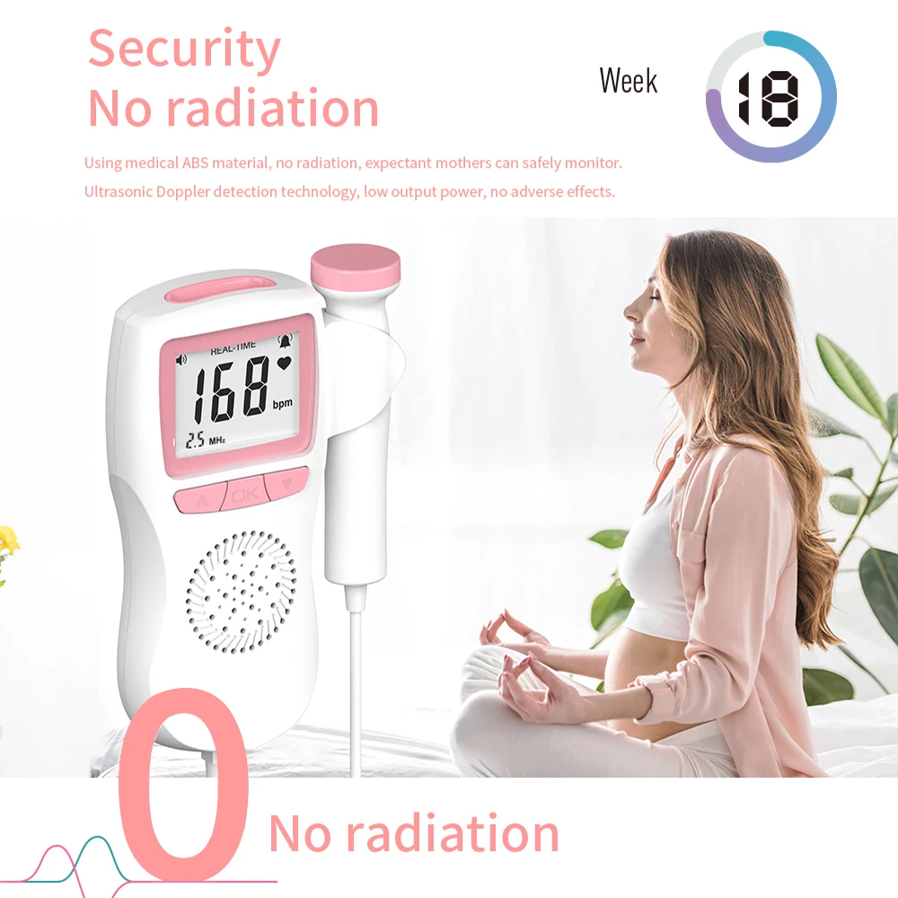 Fetal Heartbeat Detector Baby Care Household Portable for Pregnant Fetal Pulse Meter No Radiation Stethoscope