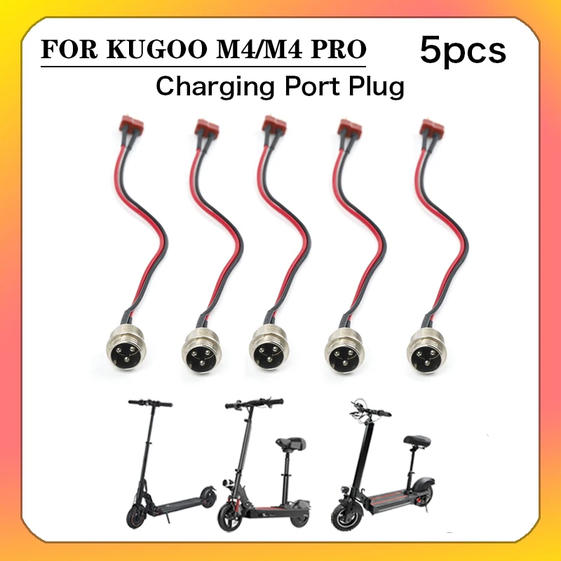 5 pcs Electric Scooter Parts Skateboard Power Charger T-head Charging Port Plug For KUGOO M4 PRO Kick Scooter Replacement Parts