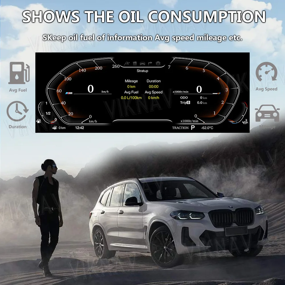 12.3 Inch For BMW X1 X2 1 Series 2 Series 2013-2022 Dashboard Digital Gauge Cluster Instrument Panel Multifunctional Speedometer images - 6