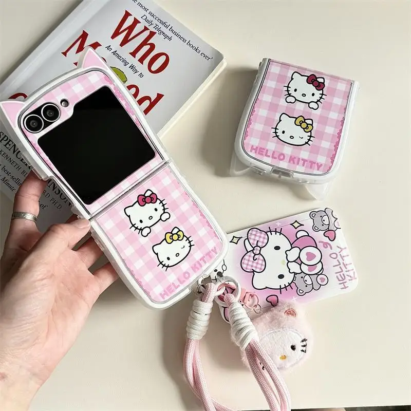 Новый милый мультяшный чехол Sanrio Hello Kitty подходит для Galaxy Zflip5/6 Zflip3/4 простой