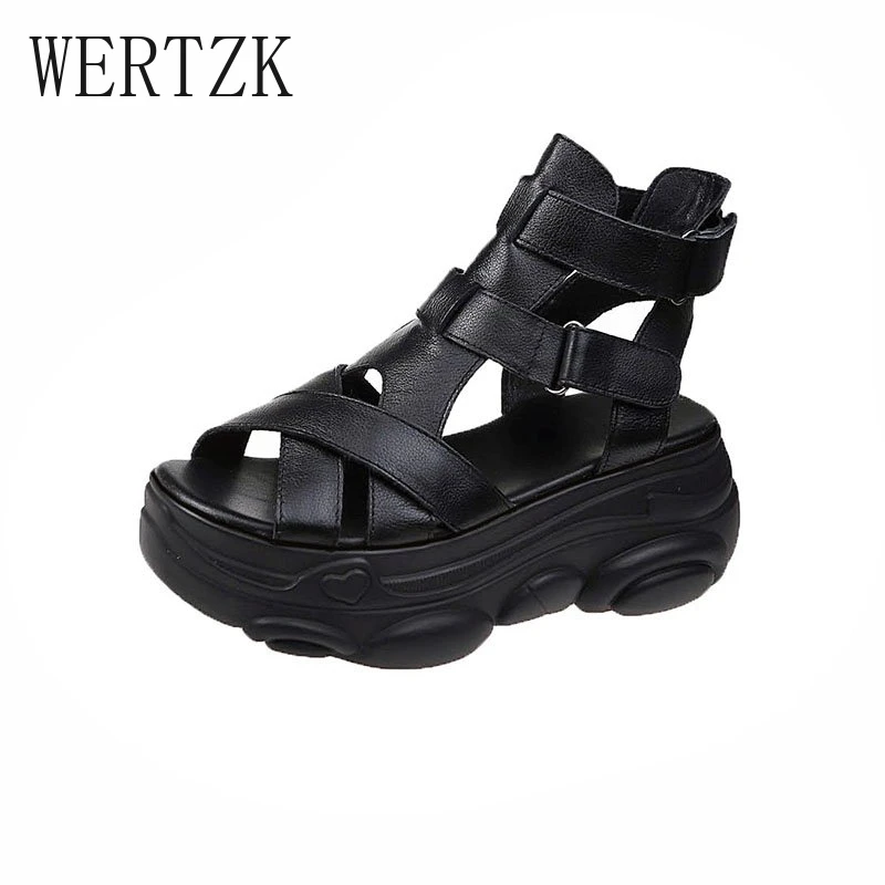 Женские ботильоны на танкетке повседневные ботинки в готическом стиле