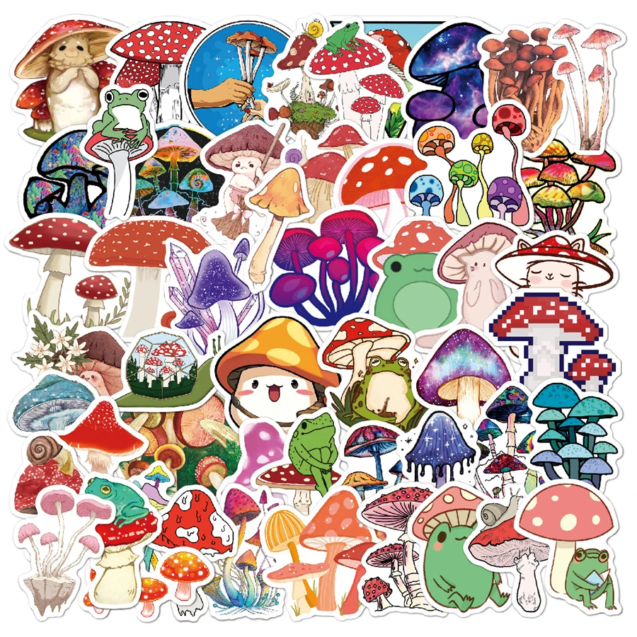 

50Pcs Aesthetic Mushroom Stickers Cute Vinyl Waterproof Mushroom Decals for Laptop Scrapbooking Journaling Hydroflask Guitar