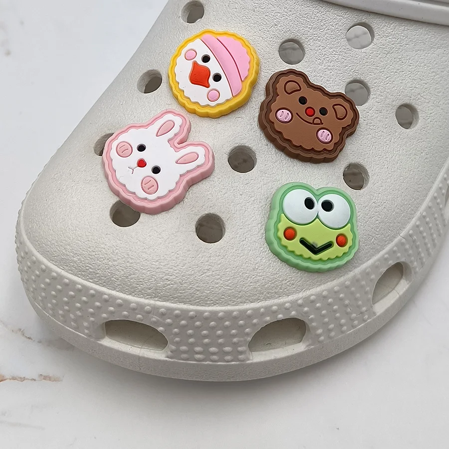 Dropshipping 1pc Cute Button Animal Shoe Charms Rabbit Frog Bear Shoe Accessories Buckle Decoration Fit Croc Jibz Kids Xmas Gift