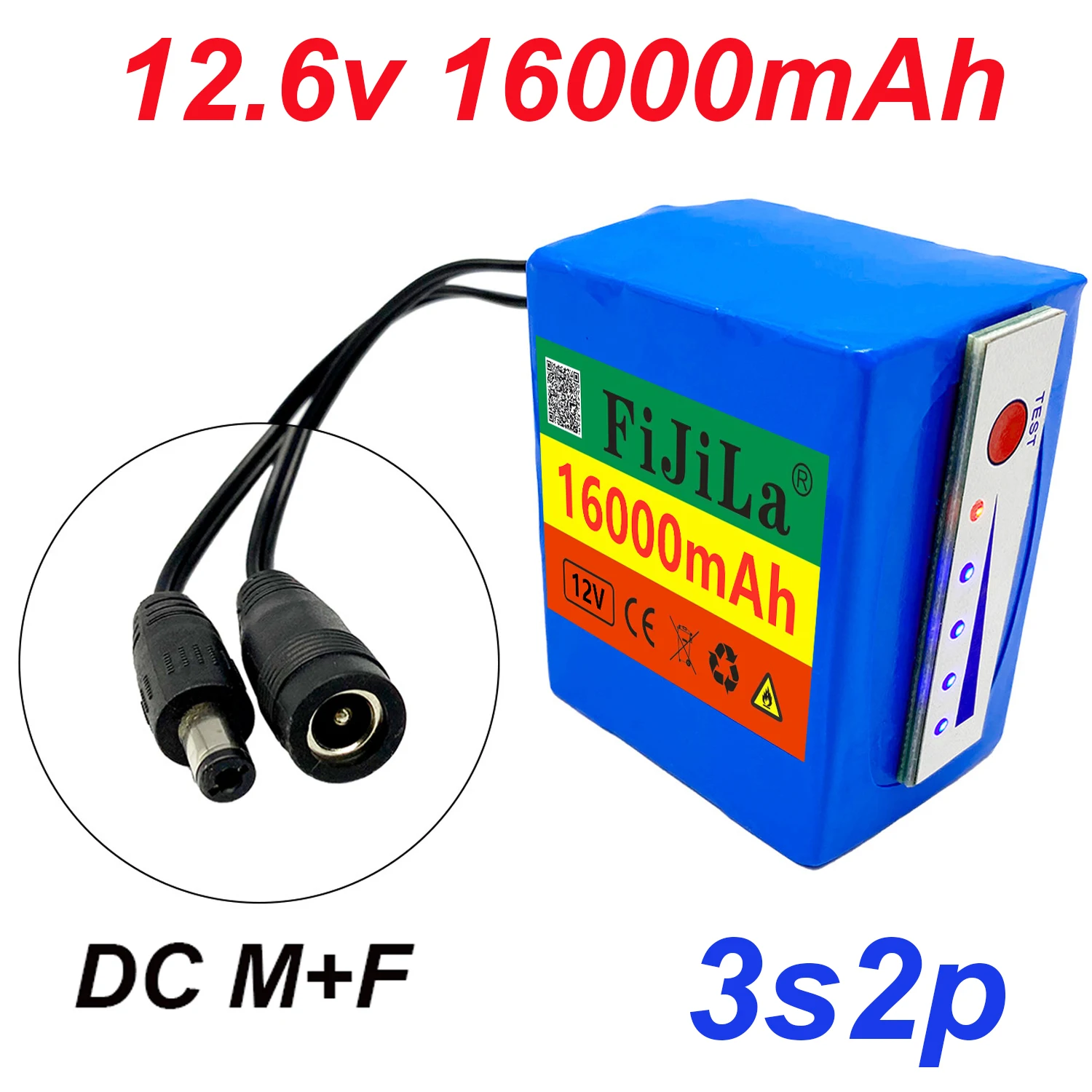 

11.1v/12.6v lithium battery 12v 18650 3s2p battery 16000mah indicator light for fish detector underwater fishing camera