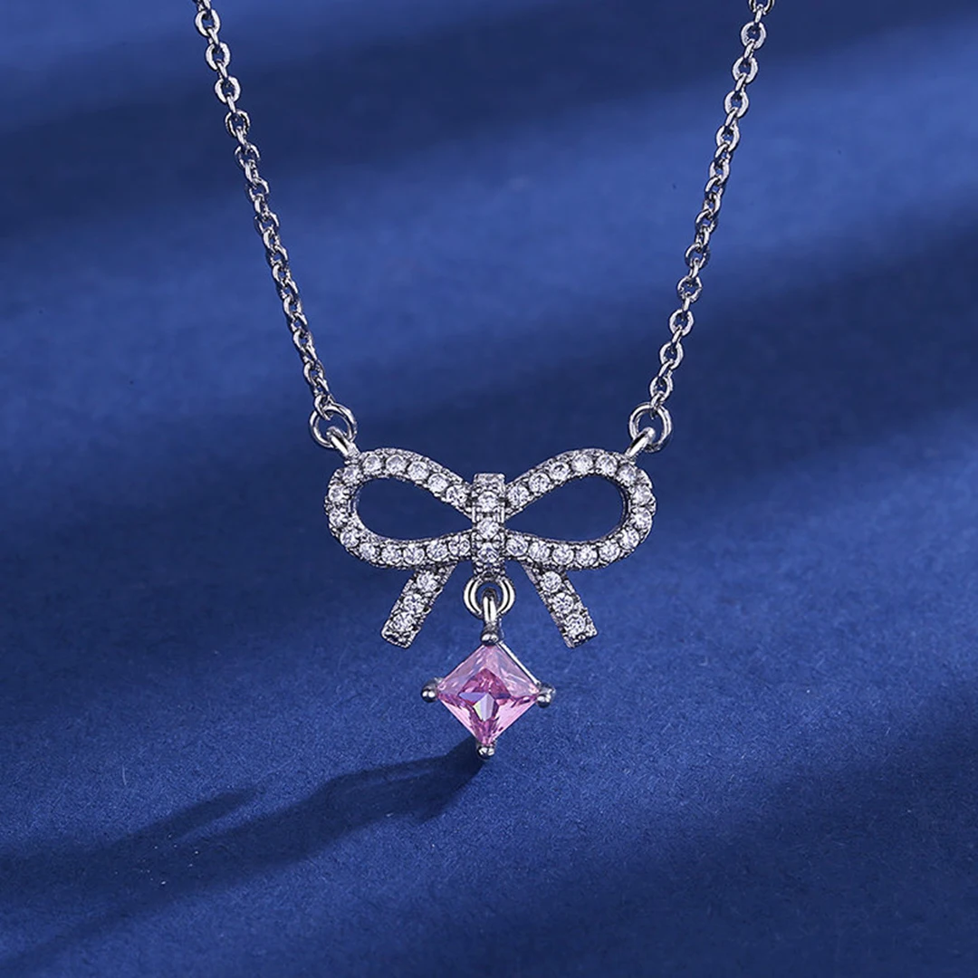 

Роскошные модные ювелирные изделия из серебра 925 пробы, женские милые романтические очаровательные женские кулоны с бантом, изысканные жен...