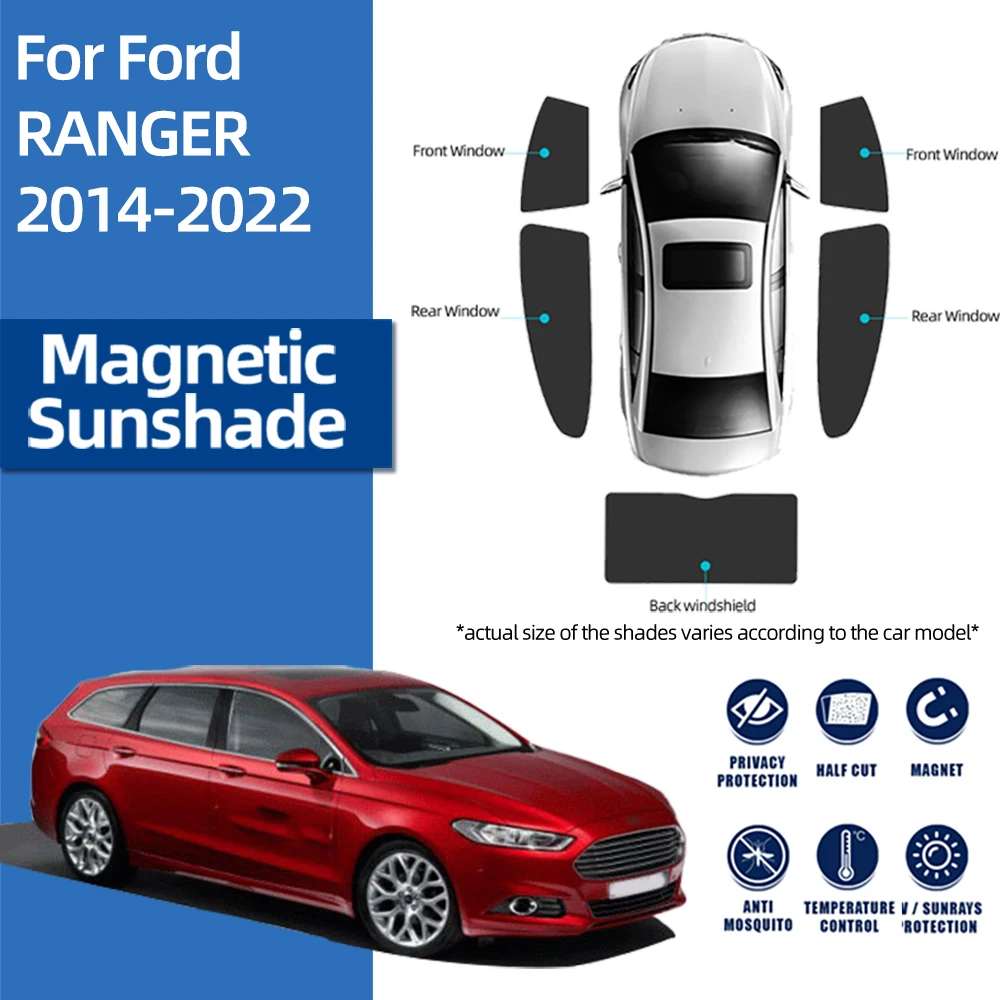 

Занавеска на ветровое стекло для Ford RANGER T6 2014-2022, магнитный солнцезащитный козырек, автомобильный солнцезащитный козырек, нейлоновый сетчат...