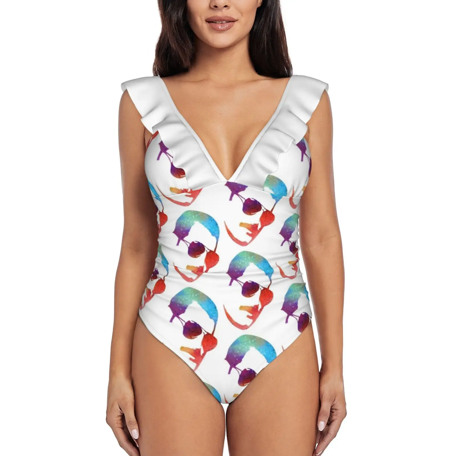 

Акварельные купальники Queen с оборками, Женский цельный купальник, монокини, пляжная одежда Queen Music Rhapsody