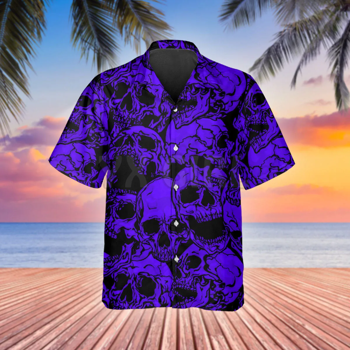 Purple Jellyfish Skull 3D All Over Printed Hawaiian Shirt Men's For Women's Harajuku Casual Shirt Unisex
