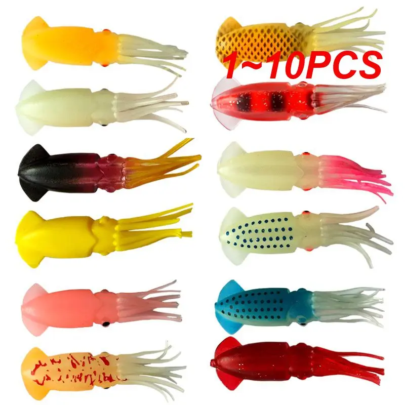 

Светящаяся бионическая приманка, 1 ~ 10 шт., смешанные цвета, товары для морской рыбалки, товары для ловли осьминогов, оптовая продажа, аксессуары для ночной рыбалки