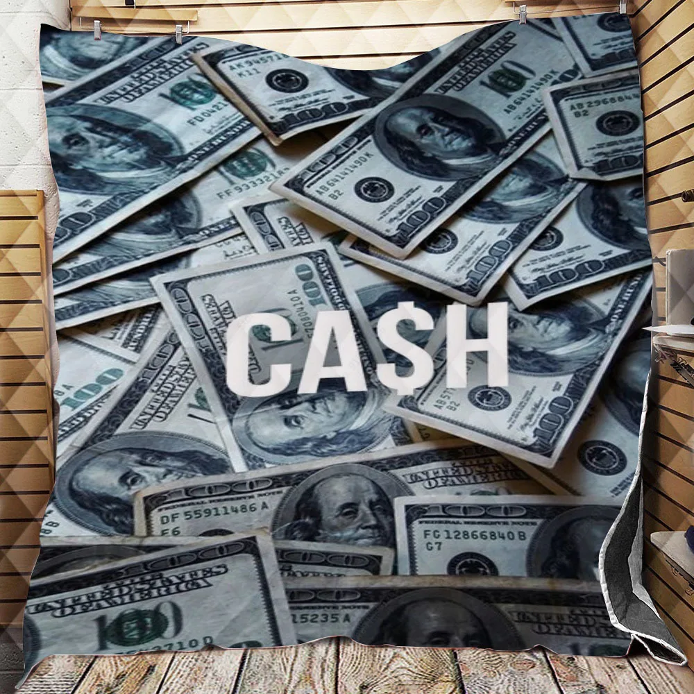 

Luxury Custom Quilt Blanket for Bed Modern Dollar Motif Print Throw Blanket Vivid Bedding Money Pattern Plush Blanket Drop Ship