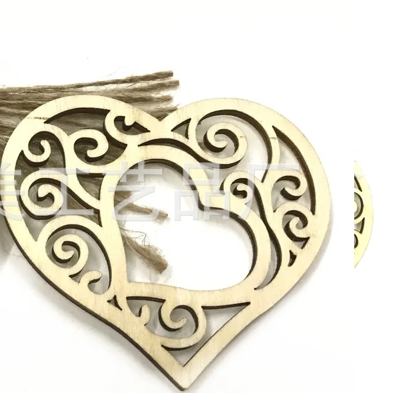 

10PCS 80MM Natural Wood Chip Ornament Valentine's Day Home Decor Love Heart Mixed Shape Cutouts Slice Wooden Crafts Scrapbooking
