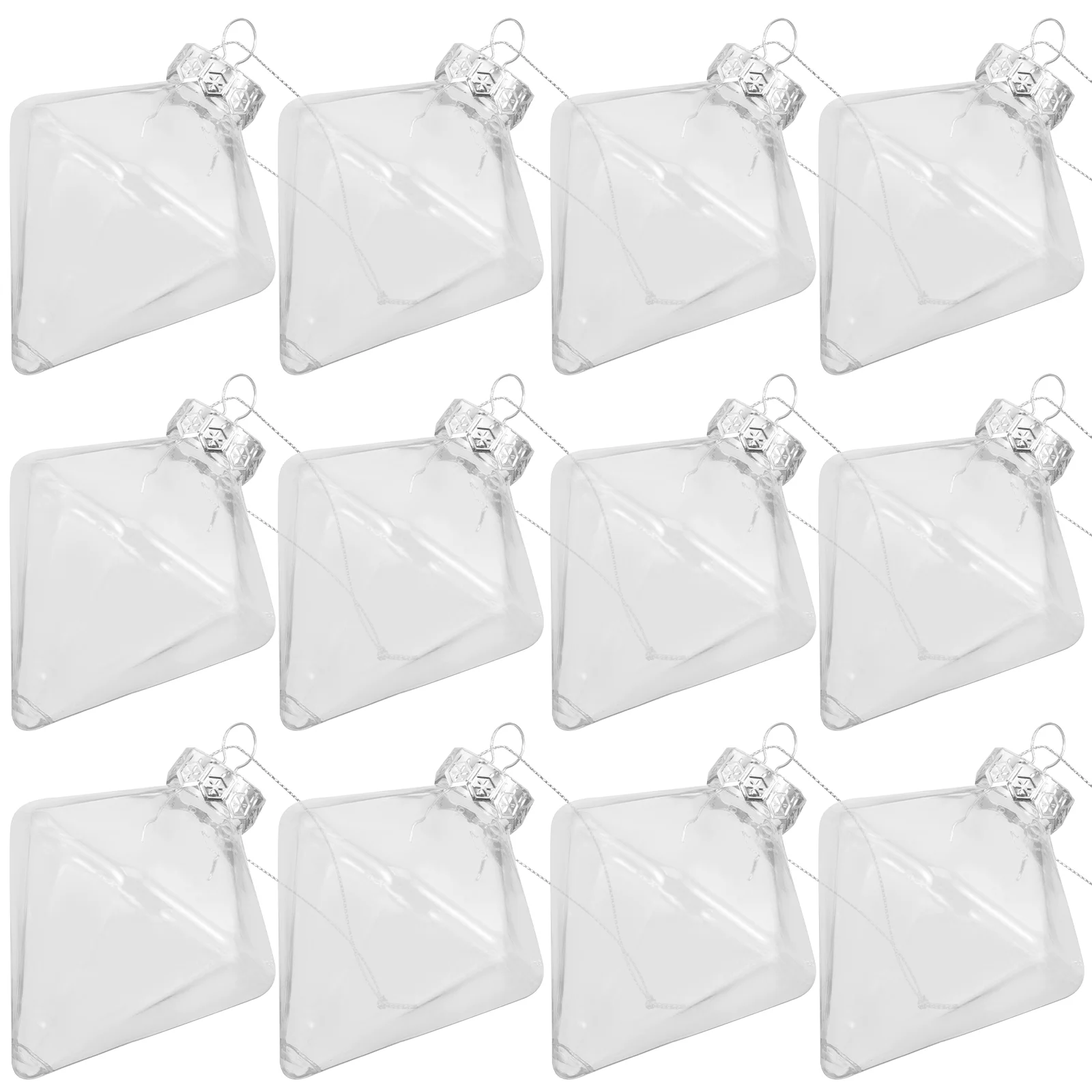 

12pcs Fillable Craft Clear Plastic Ball Christmas Hanging Ball Ornament Creative Shaped Transparent Ball
