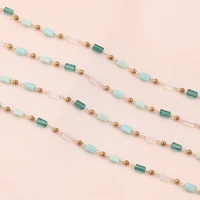 1m stainless steel crystal colorful glass chains with beads for necklace making diy anklet supplies findings wholesale 18k gold