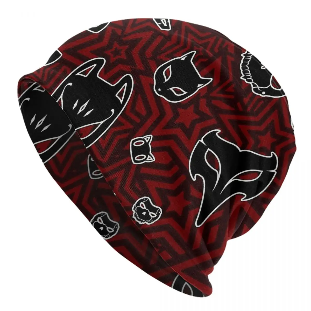 

Persona 5 Morgana Game Beanies Caps Phantom Thieves Mask Pattern Thin Hat Autumn Spring Bonnet Hats Men Women's Hip Hop Ski Cap