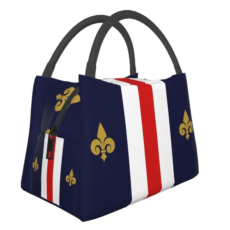 

Fleur De Lis France French Flag Insulated Lunch Bags for Work Office Fleur-De-Lys Lily Flower Resuable Thermal Cooler Lunch Box