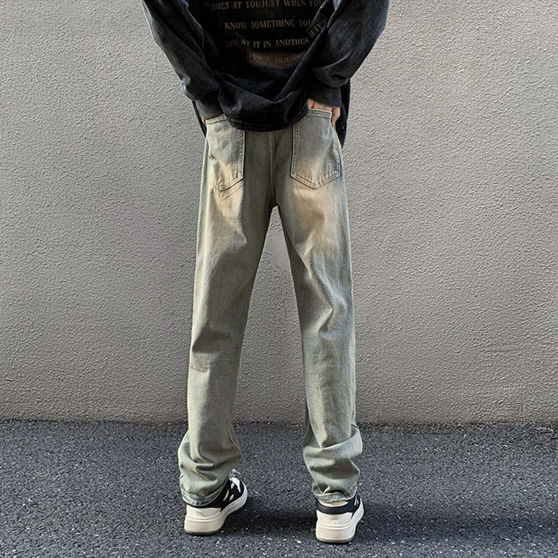 

Джинсы мужские мешковатые с эластичным поясом, модные брюки из денима с широкими штанинами, винтажные брендовые штаны, уличная одежда, Z84, осень