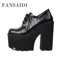 fansaidi summer fashion womens shoes new cross tied chunky heels consice waterproof pumps sexy block heels 40 41 42 43 44