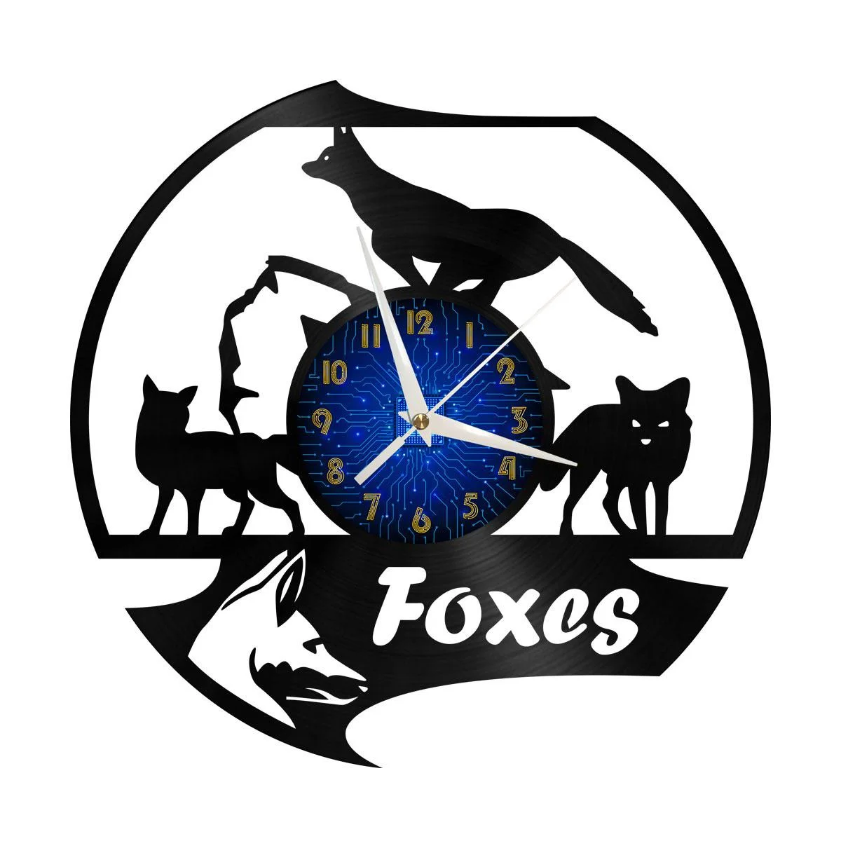 

Three Foxes Vinyl Wall Clock, Vinyl Record Clock Wall Art Silent & Non-ticking