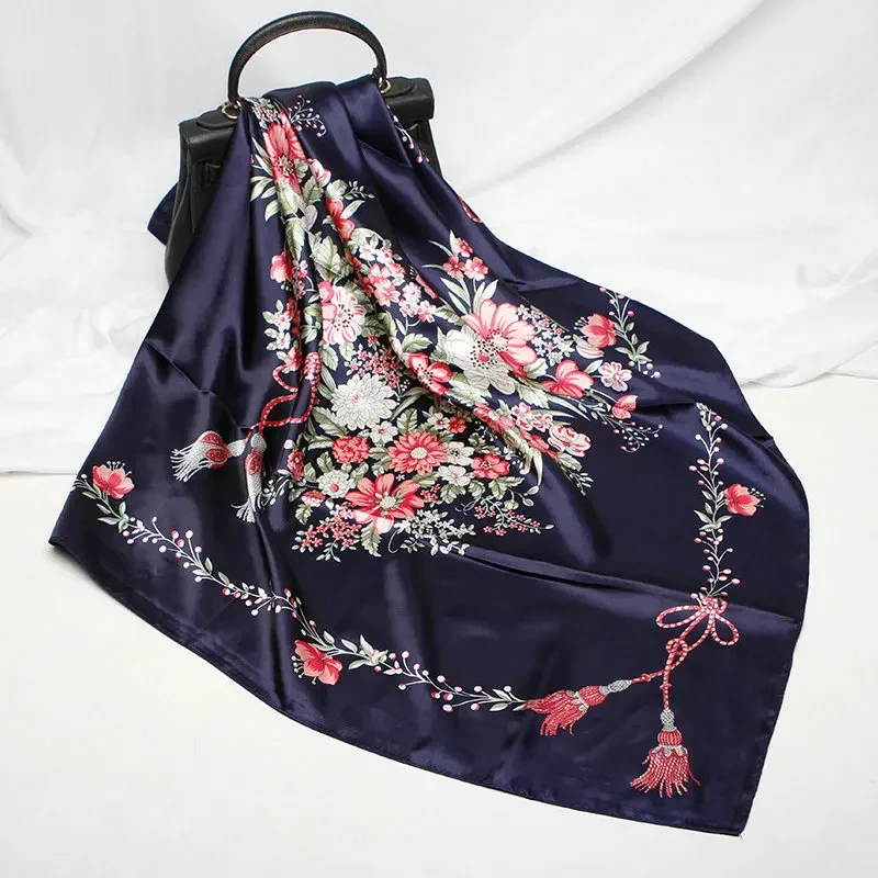 Модные шарфы для женщин шаль с цветочным принтом искусственный шелк женский